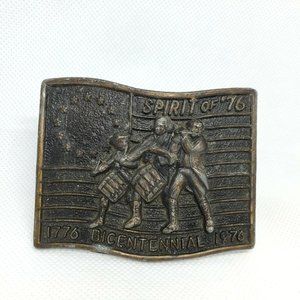 Vintage Spirit Of 76 Bicentennial 1776-1976 Metal Drummer Belt Buckle